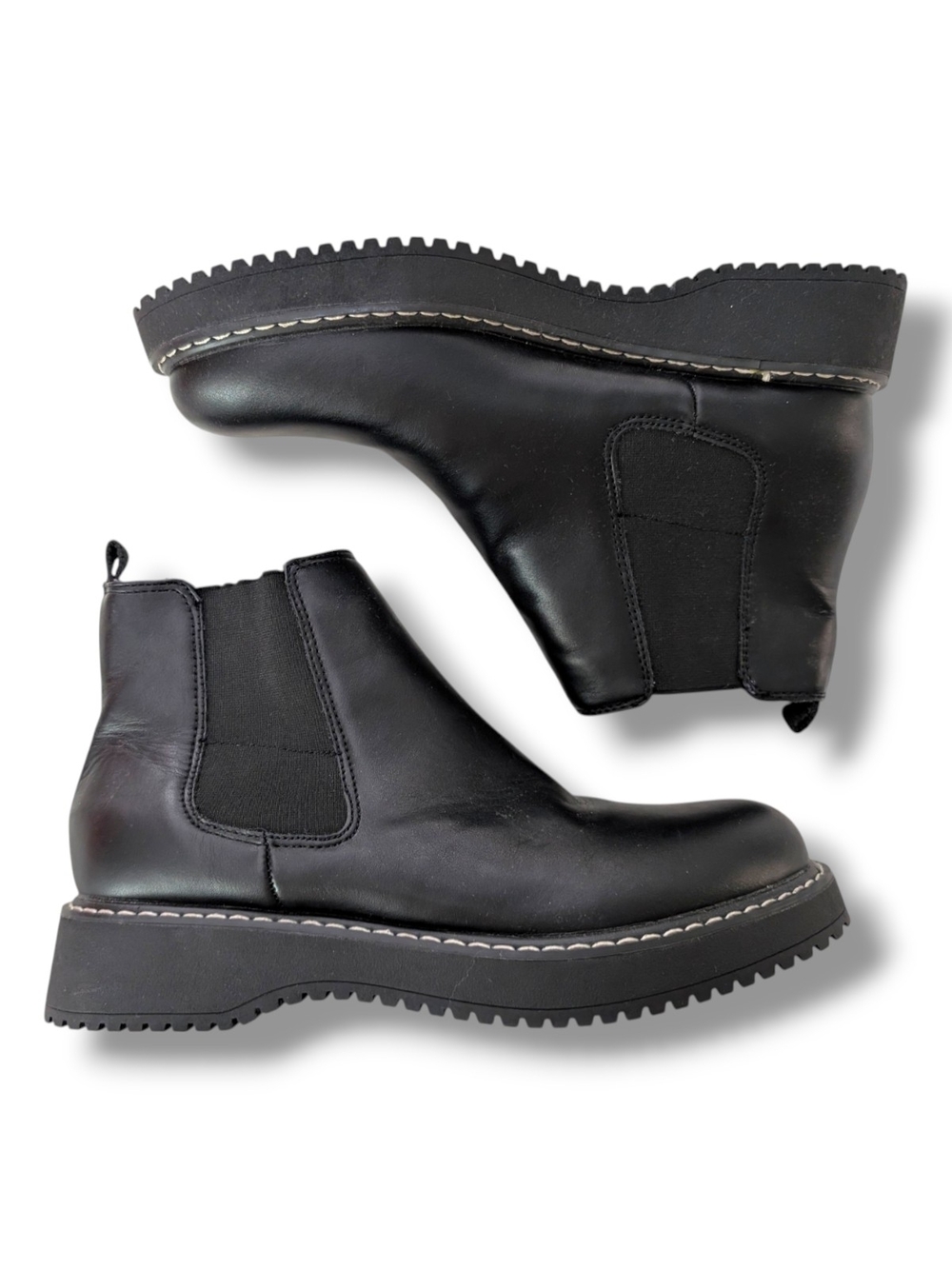 Madden Girl Black Kween Lug Sole Chelsea Boot,  Size 8.5